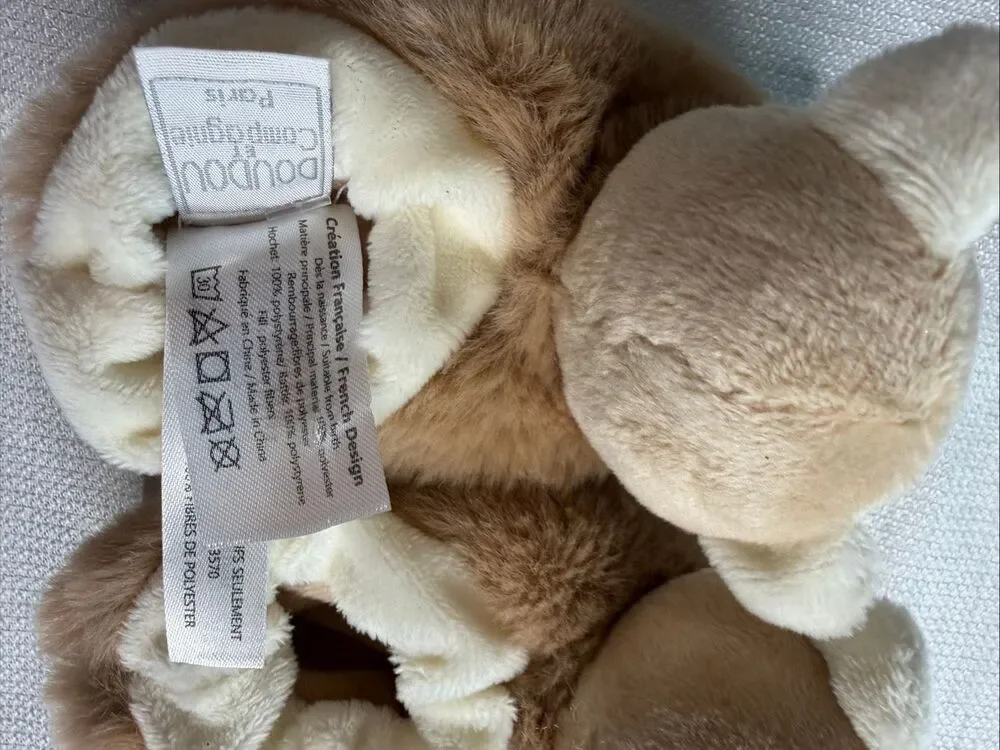 DouDou et Compagnie Paris Bear Plush Baby Slippers 0-6 Months NIB New